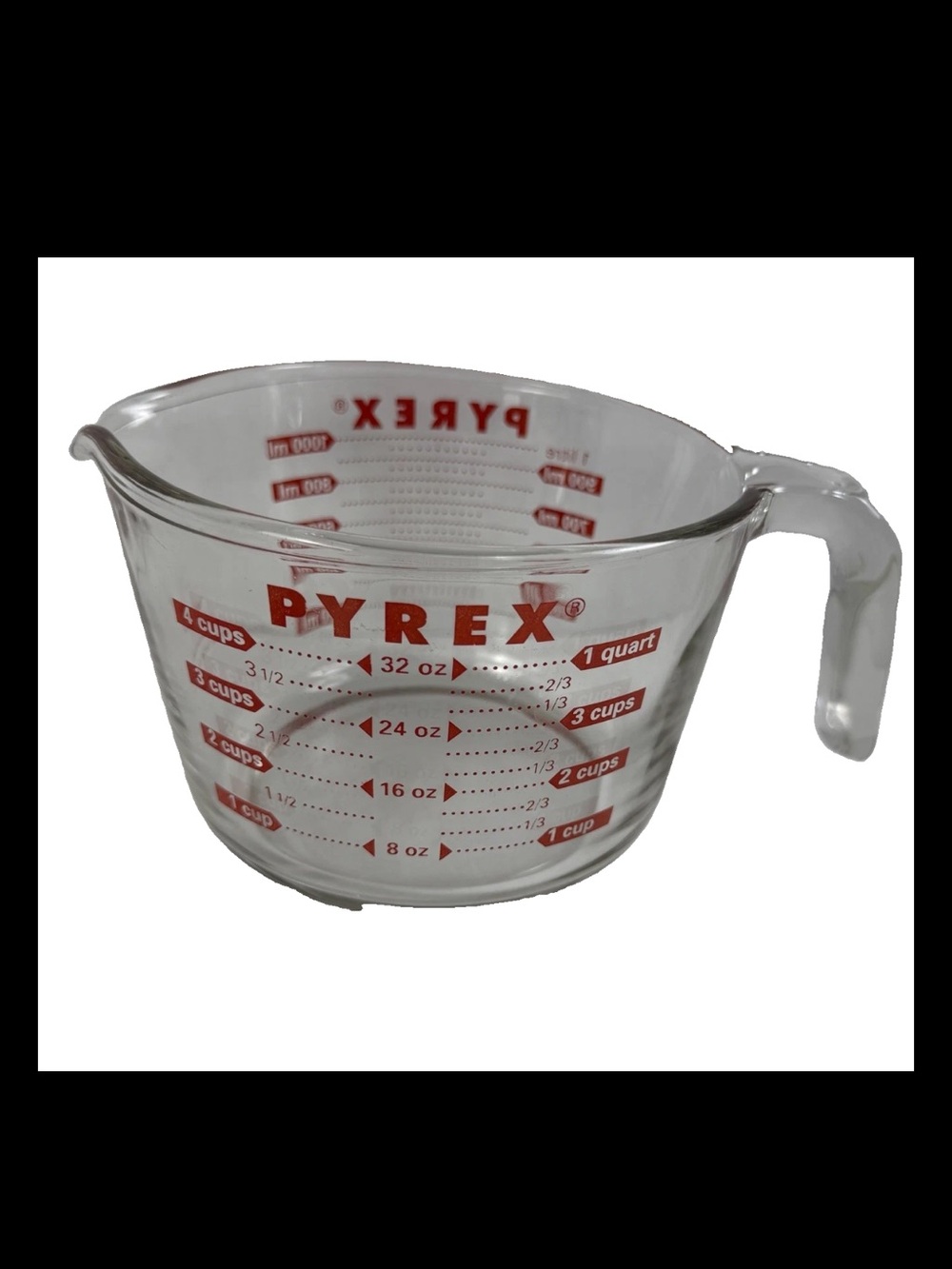 Pre ‘98 Vintage PYREX 4 Cups 1 Quart Liter Measuring Cup Glass Made in USA 32oz